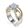Orleans - 14K White-Yellow Gold Round Diamond Engagement Ring - 0.4 ct