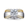 Orleans - 14K White-Yellow Gold Round Diamond Engagement Ring - 0.4 ct