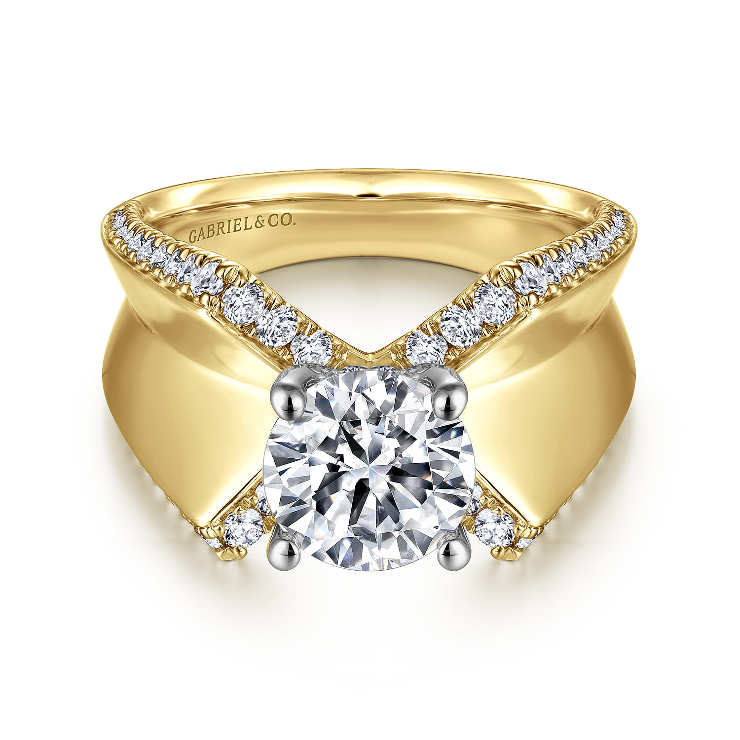 Miranda - 14K White-Yellow Gold Round Diamond Engagement Ring - 0.5 ct - Shot 1