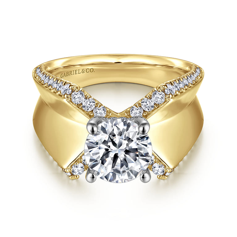 Miranda - 14K White-Yellow Gold Round Diamond Engagement Ring - 0.5 ct - Shot 1