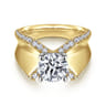 Miranda - 14K White-Yellow Gold Round Diamond Engagement Ring - 0.5 ct