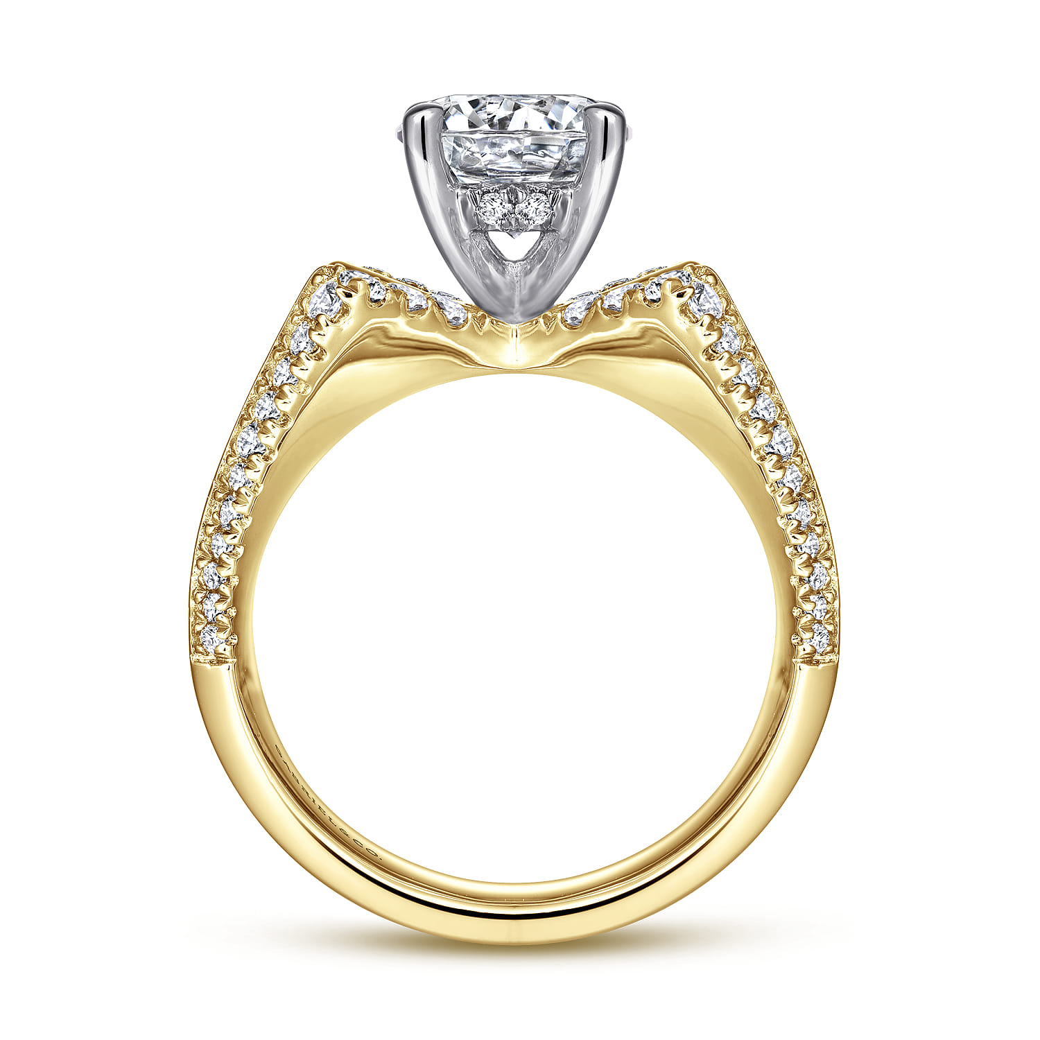 Miranda - 14K White-Yellow Gold Round Diamond Engagement Ring - 0.5 ct - Shot 2