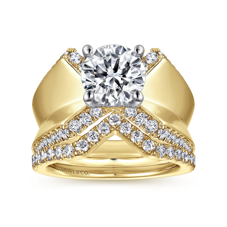 Miranda - 14K White-Yellow Gold Round Diamond Engagement Ring - 0.5 ct - Shot 4