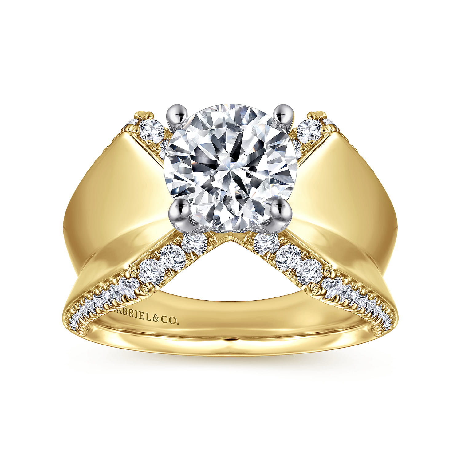 Miranda - 14K White-Yellow Gold Round Diamond Engagement Ring - 0.5 ct - Shot 5