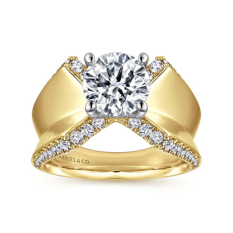 Miranda - 14K White-Yellow Gold Round Diamond Engagement Ring - 0.5 ct - Shot 5