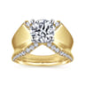 Miranda - 14K White-Yellow Gold Round Diamond Engagement Ring - 0.5 ct