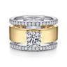Aiza - 14K White-Yellow Gold Round Diamond Engagement Ring - 0.57 ct