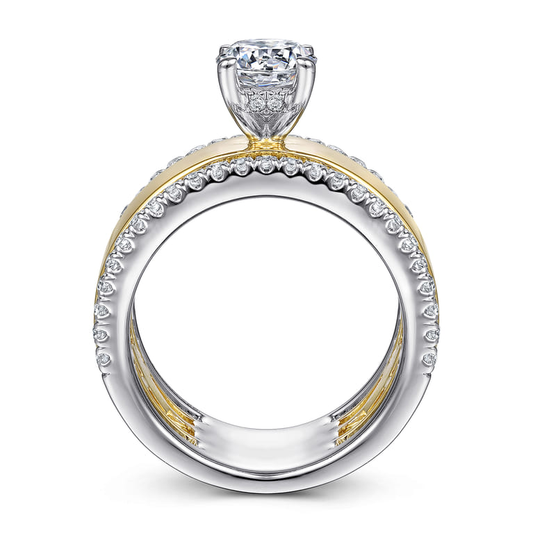 Aiza - 14K White-Yellow Gold Round Diamond Engagement Ring - 0.57 ct - Shot 2