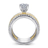Aiza - 14K White-Yellow Gold Round Diamond Engagement Ring - 0.57 ct