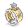 Aiza - 14K White-Yellow Gold Round Diamond Engagement Ring - 0.57 ct