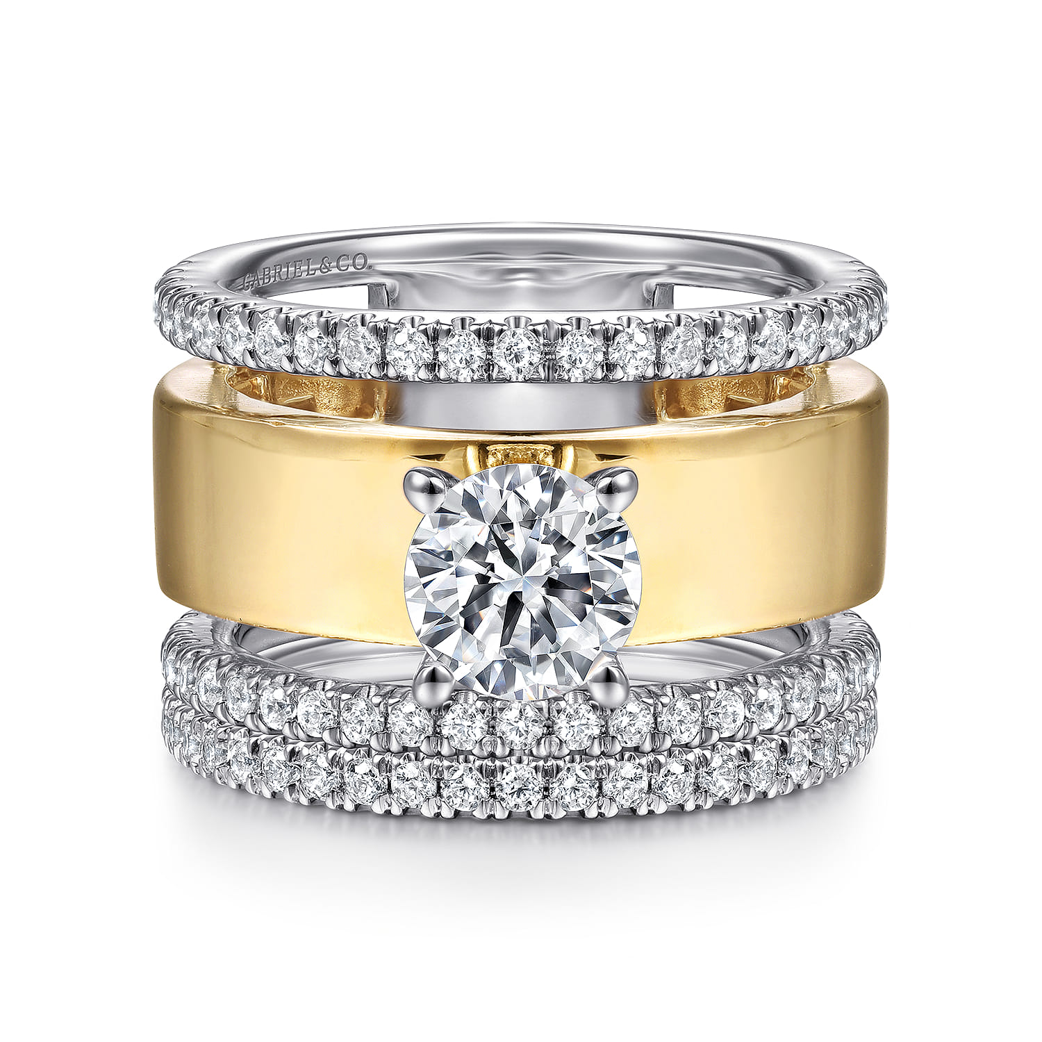 Aiza - 14K White-Yellow Gold Round Diamond Engagement Ring - 0.57 ct - Shot 4