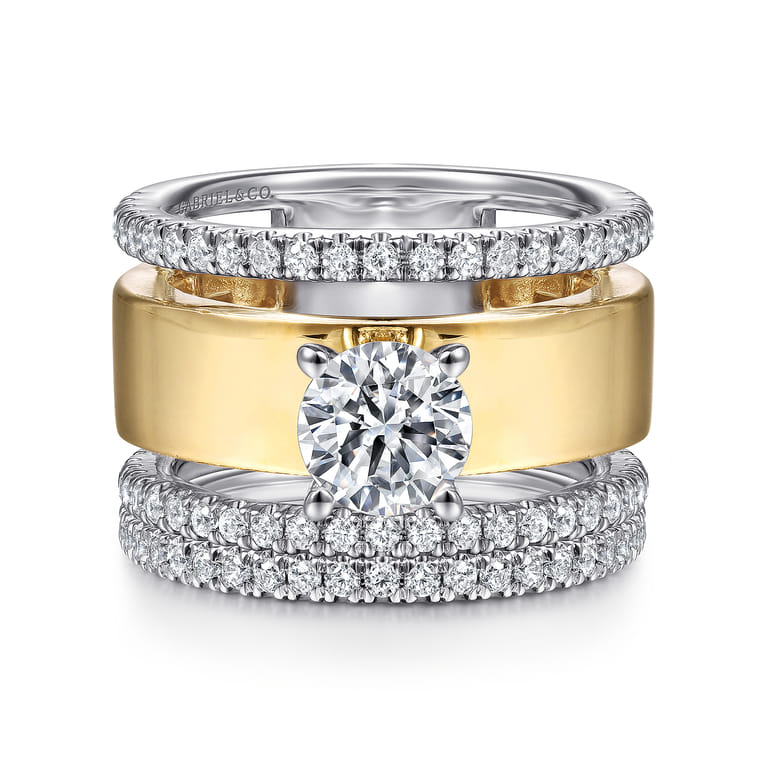 Aiza - 14K White-Yellow Gold Round Diamond Engagement Ring - 0.57 ct - Shot 4