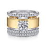 Aiza - 14K White-Yellow Gold Round Diamond Engagement Ring - 0.57 ct