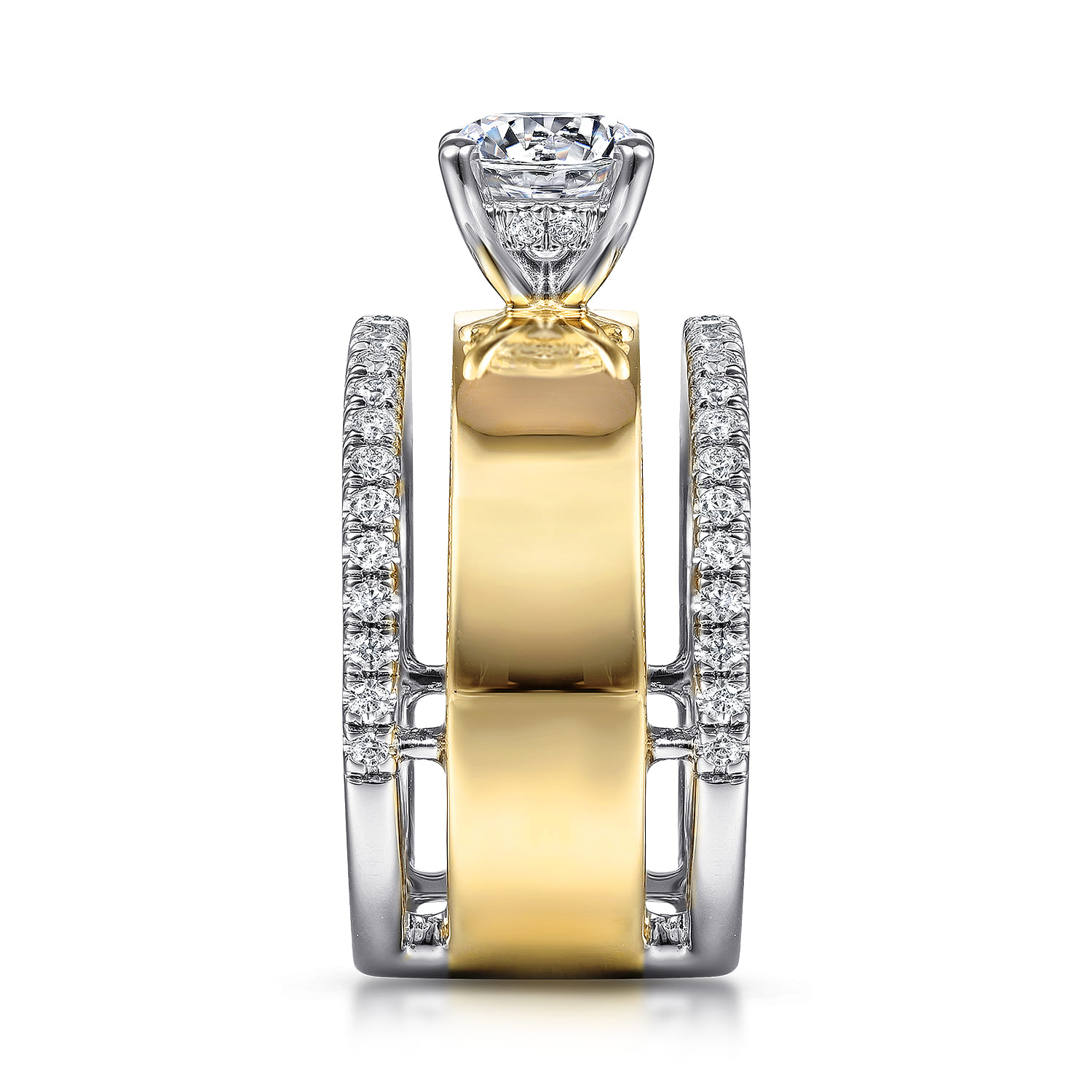 Aiza - 14K White-Yellow Gold Round Diamond Engagement Ring - 0.57 ct - Shot 5