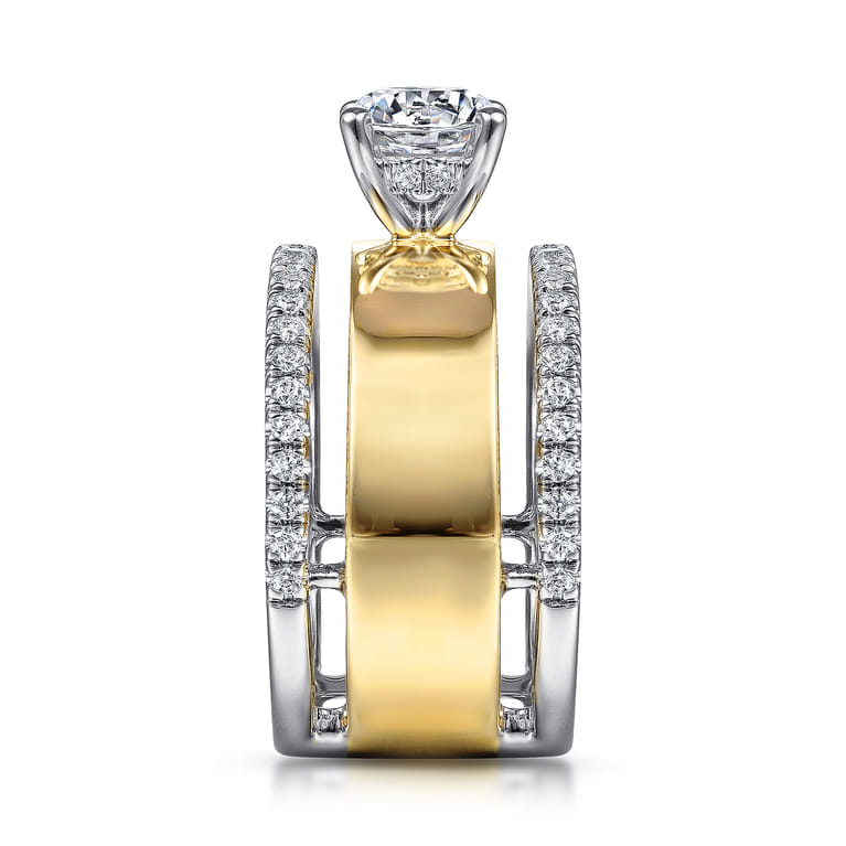 Aiza - 14K White-Yellow Gold Round Diamond Engagement Ring - 0.57 ct - Shot 5