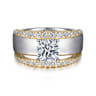 Milene - 14K White-Yellow Gold Round Split Shank Diamond Engagement Ring - 0.6 ct