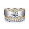 Milene - 14K White-Yellow Gold Round Split Shank Diamond Engagement Ring - 0.6 ct