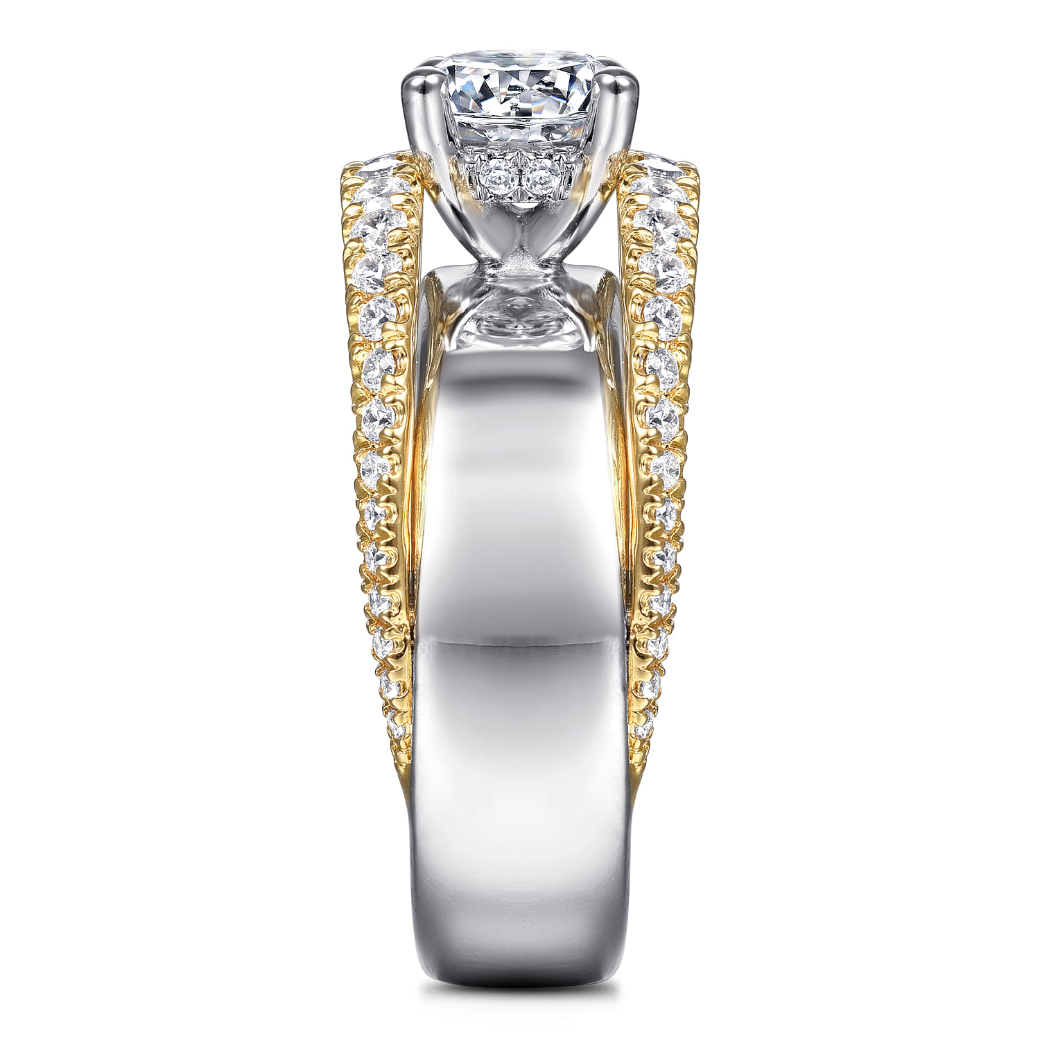 Milene - 14K White-Yellow Gold Round Split Shank Diamond Engagement Ring - 0.6 ct - Shot 5