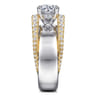 Milene - 14K White-Yellow Gold Round Split Shank Diamond Engagement Ring - 0.6 ct