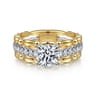 Famke - 14K White-Yellow Gold Split Shank Round Diamond Engagement Ring - 0.51 ct