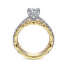 Famke - 14K White-Yellow Gold Split Shank Round Diamond Engagement Ring - 0.51 ct