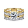 Famke - 14K White-Yellow Gold Split Shank Round Diamond Engagement Ring - 0.51 ct