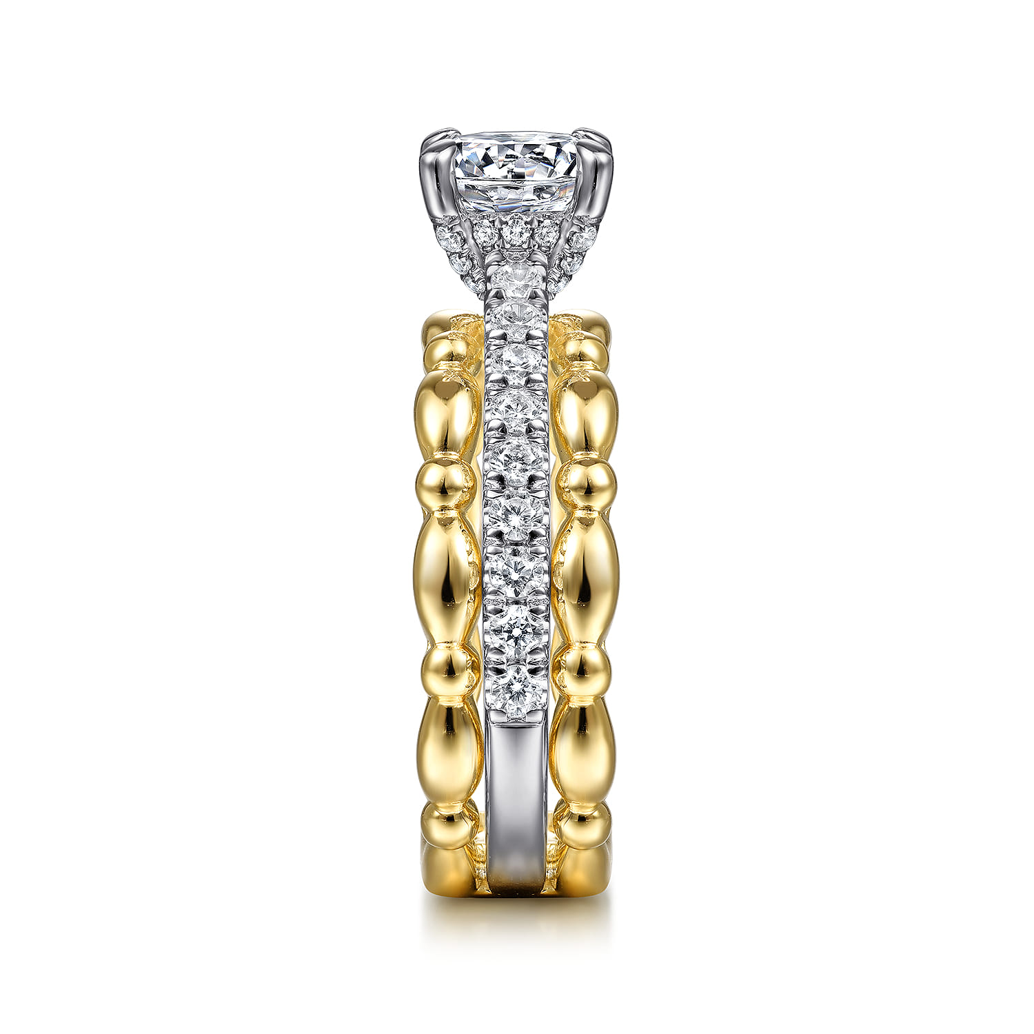 Famke - 14K White-Yellow Gold Split Shank Round Diamond Engagement Ring - 0.51 ct - Shot 5