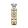 Famke - 14K White-Yellow Gold Split Shank Round Diamond Engagement Ring - 0.51 ct