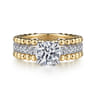 Dorian - 14K White-Yellow Gold Round Diamond Engagement Ring - 0.53 ct