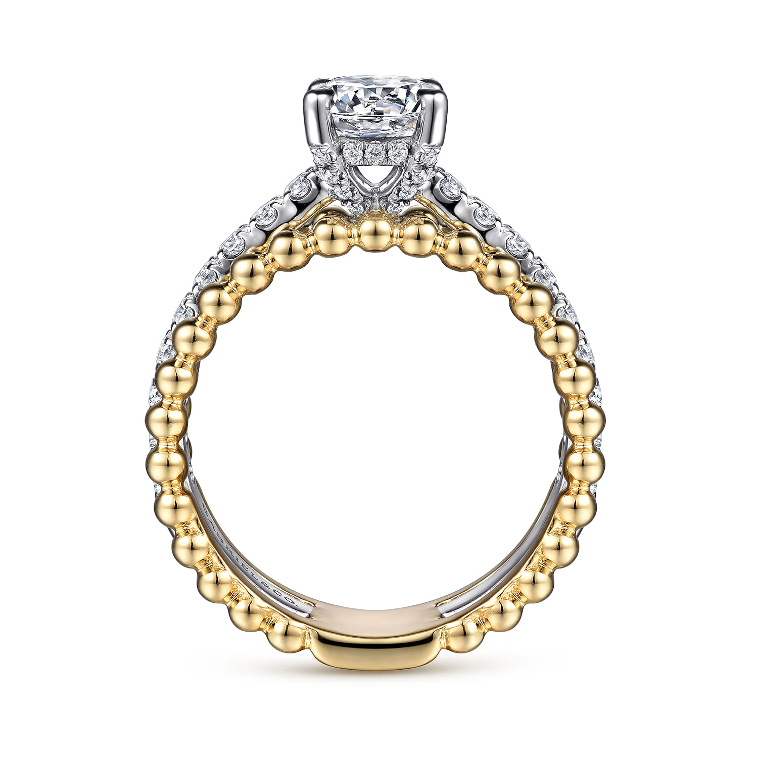 Dorian - 14K White-Yellow Gold Round Diamond Engagement Ring - 0.53 ct - Shot 2