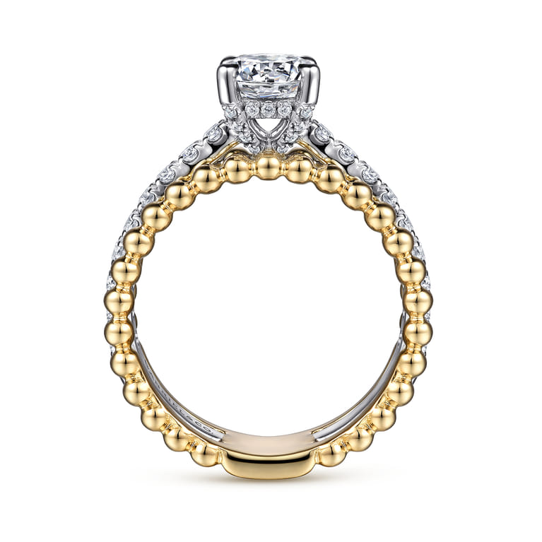 Dorian - 14K White-Yellow Gold Round Diamond Engagement Ring - 0.53 ct - Shot 2