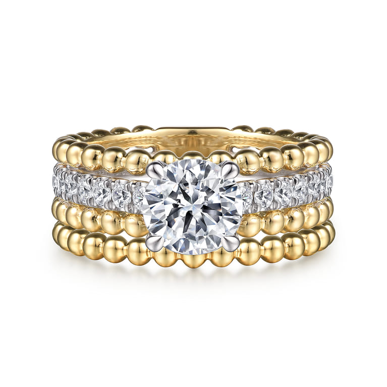 Dorian - 14K White-Yellow Gold Round Diamond Engagement Ring - 0.53 ct - Shot 4
