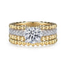 Dorian - 14K White-Yellow Gold Round Diamond Engagement Ring - 0.53 ct