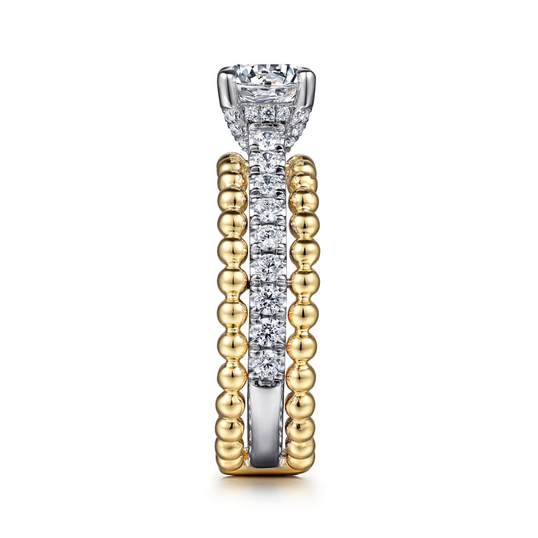 Dorian - 14K White-Yellow Gold Round Diamond Engagement Ring - 0.53 ct - Shot 5