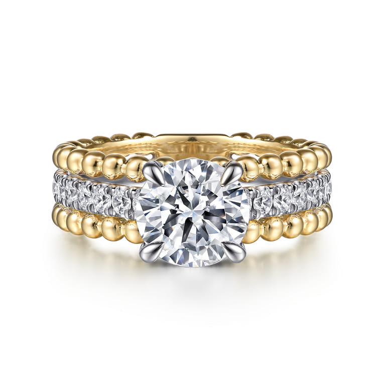 Dorian - 14K White-Yellow Gold Round Diamond Engagement Ring - 0.53 ct - Shot 1