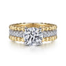 Dorian - 14K White-Yellow Gold Round Diamond Engagement Ring - 0.53 ct