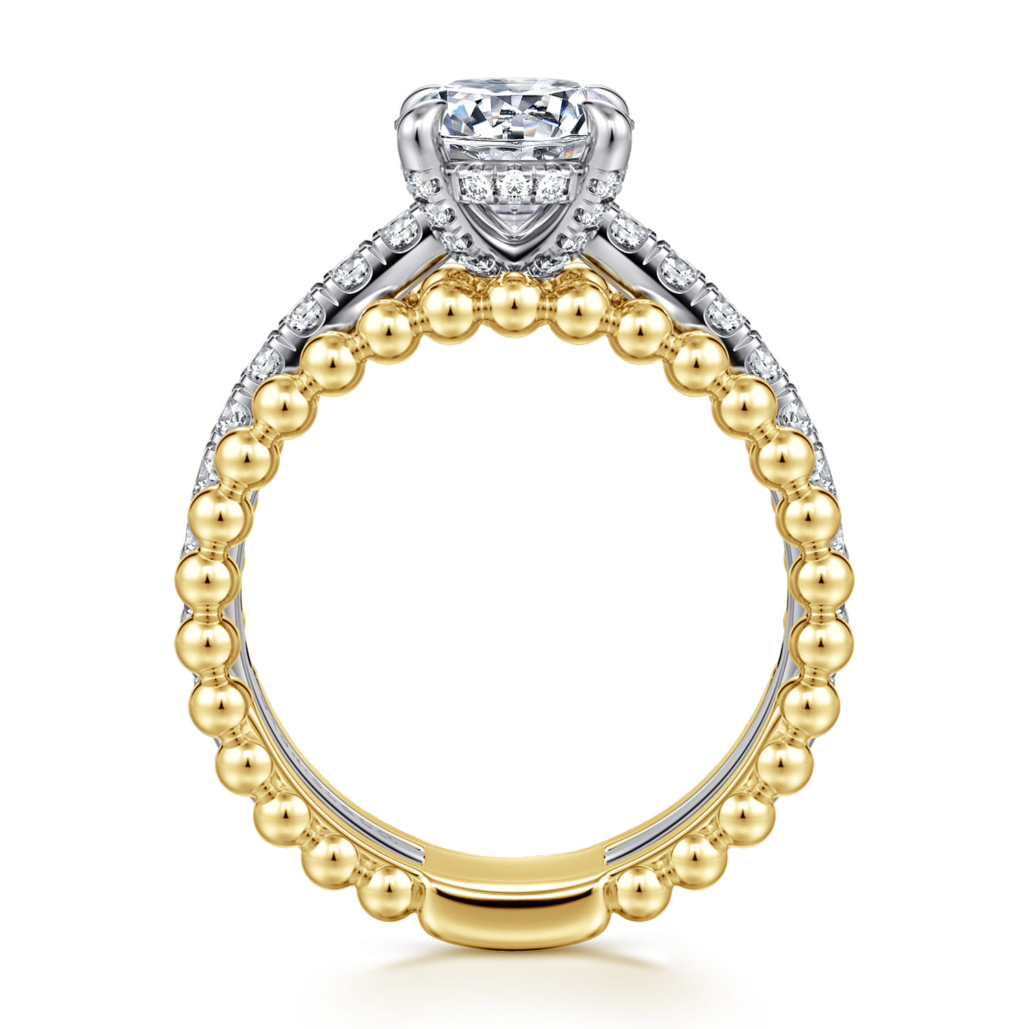 Dorian - 14K White-Yellow Gold Round Diamond Engagement Ring - 0.53 ct - Shot 2