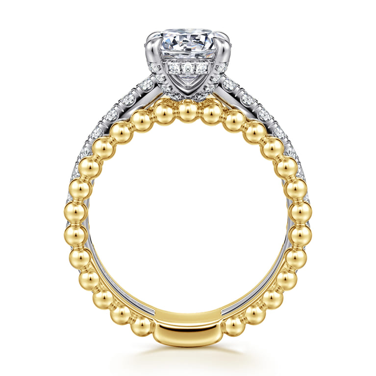 Dorian - 14K White-Yellow Gold Round Diamond Engagement Ring - 0.53 ct - Shot 2