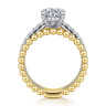 Dorian - 14K White-Yellow Gold Round Diamond Engagement Ring - 0.53 ct