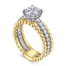 Dorian - 14K White-Yellow Gold Round Diamond Engagement Ring - 0.53 ct