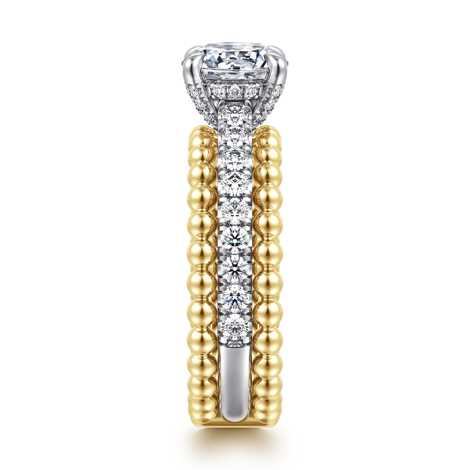 Dorian - 14K White-Yellow Gold Round Diamond Engagement Ring - 0.53 ct - Shot 4