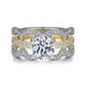 Edie - 14K White-Yellow Gold Round Diamond Engagement Ring - 1.1 ct