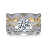 Edie - 14K White-Yellow Gold Round Diamond Engagement Ring - 1.1 ct