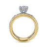 Galia - 14K White-Yellow Gold Round Diamond Engagement Ring - 0.2 ct