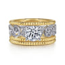 Galia - 14K White-Yellow Gold Round Diamond Engagement Ring - 0.2 ct
