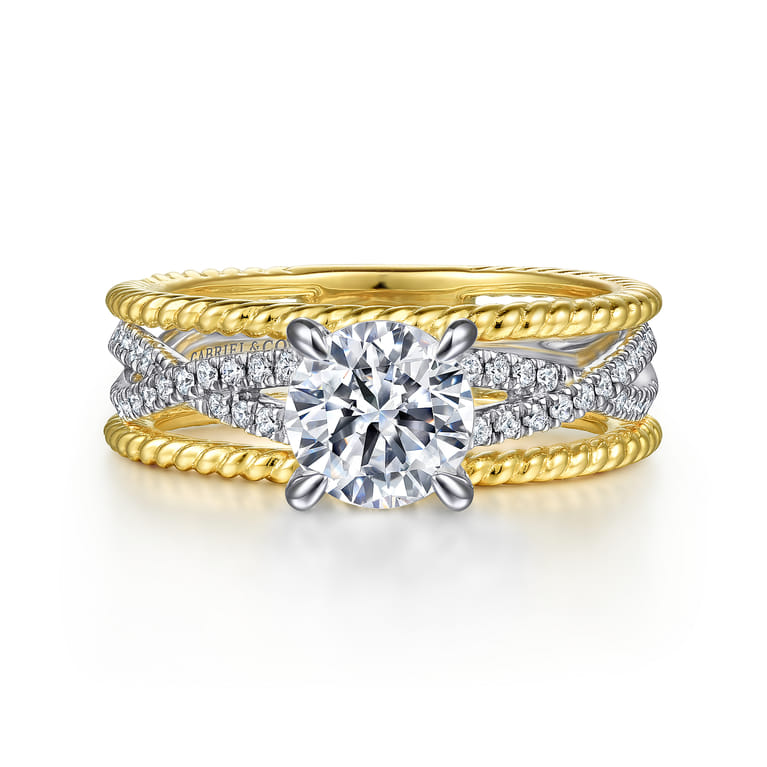 Gene - 14K White-Yellow Gold Round Diamond Engagement Ring - 0.31 ct - Shot 1