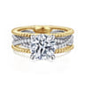 Gene - 14K White-Yellow Gold Round Diamond Engagement Ring - 0.4 ct