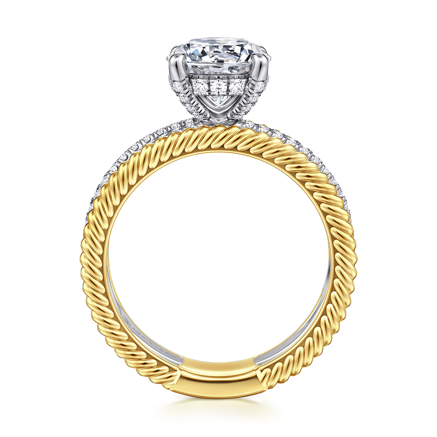 Gene - 14K White-Yellow Gold Round Diamond Engagement Ring - 0.4 ct - Shot 2