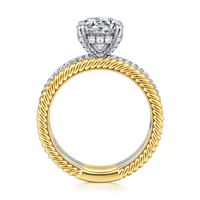 Gene - 14K White-Yellow Gold Round Diamond Engagement Ring - 0.4 ct - Shot 2