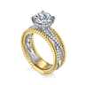Gene - 14K White-Yellow Gold Round Diamond Engagement Ring - 0.4 ct